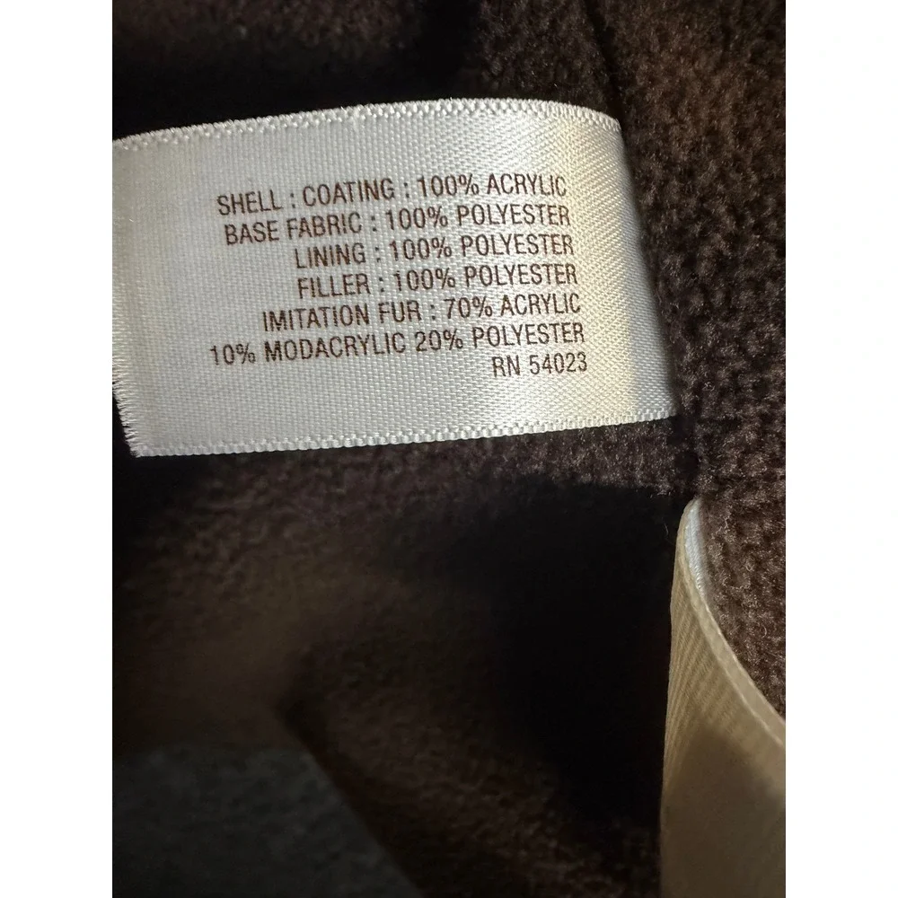 Old Navy Boys XL 14 Brown Puffer Jacket Faux Fur Hood Fleece Lined 856599-01
